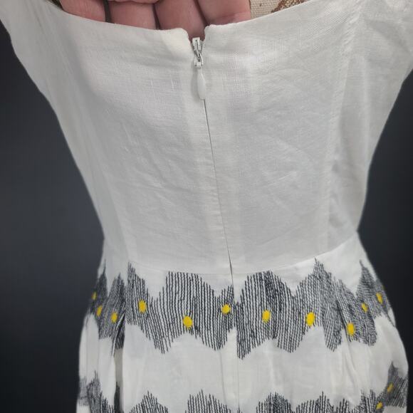 Anthropologie Corey Lynn Calter Frequence Linen abstract dress Sz 2 Resort wear - Picture 4 of 12